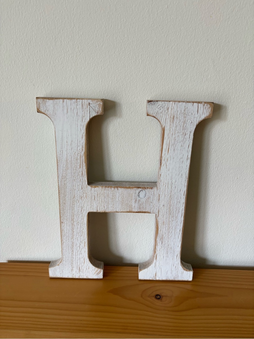 Distressed White-wash Wooden Monogram Letter H Rustic Farmhouse-style Decor